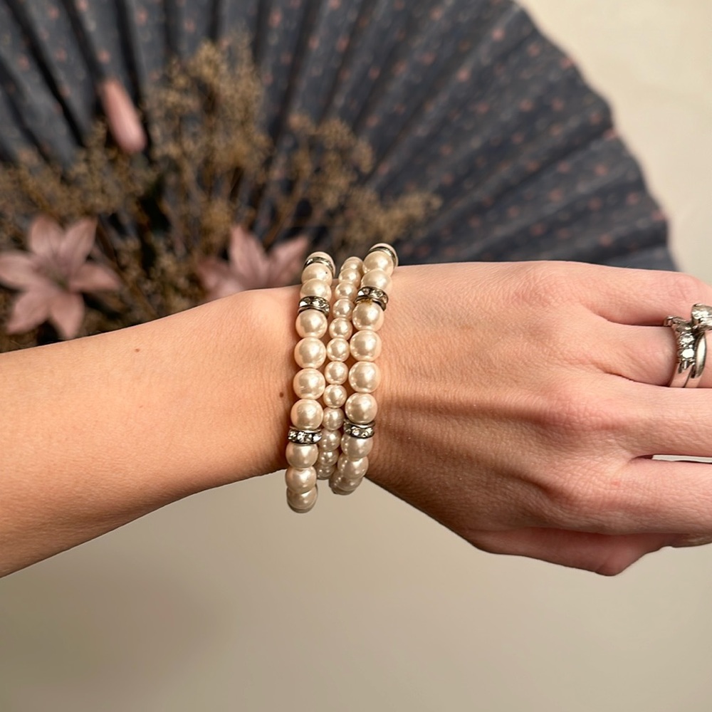 Pearl & Diamond Bracelet Set